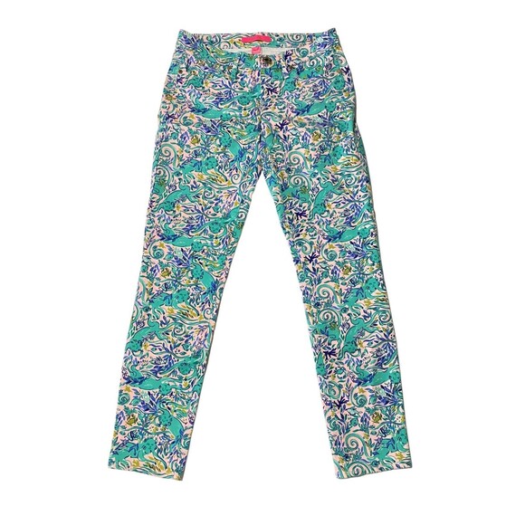 Lilly Pulitzer Women's South Ocean Skinny Pant Monkey Sea Melon Fig Size 4 NWOT - Picture 1 of 12